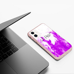 Чехол iPhone 11 матовый LIL PEEP FIRE, цвет: 3D-светло-розовый — фото 2