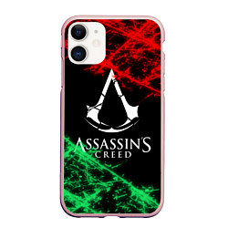 Чехол iPhone 11 матовый Assassin’s Creed: Red & Green, цвет: 3D-светло-розовый