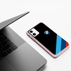 Чехол iPhone 11 матовый BMW, цвет: 3D-светло-розовый — фото 2