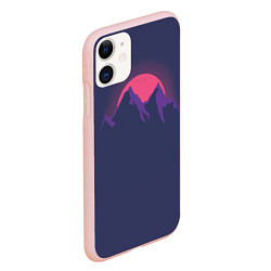 Чехол iPhone 11 матовый Mountain sunset, цвет: 3D-светло-розовый — фото 2