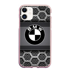 Чехол iPhone 11 матовый BMW, цвет: 3D-светло-розовый