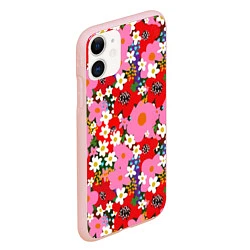 Чехол iPhone 11 матовый Flowers, цвет: 3D-светло-розовый — фото 2