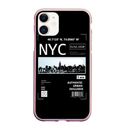Чехол iPhone 11 матовый Off-White: NYC, цвет: 3D-светло-розовый