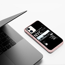 Чехол iPhone 11 матовый Off-White: NYC, цвет: 3D-светло-розовый — фото 2