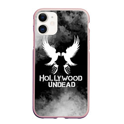 Чехол iPhone 11 матовый Hollywood Undead, цвет: 3D-светло-розовый