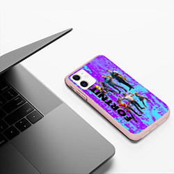 Чехол iPhone 11 матовый Fortnite, цвет: 3D-светло-розовый — фото 2