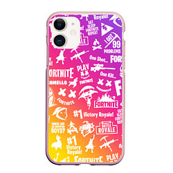 Чехол iPhone 11 матовый FORTNITE PARTY EVENT, цвет: 3D-светло-розовый