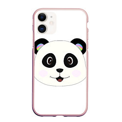Чехол iPhone 11 матовый Panda, цвет: 3D-светло-розовый
