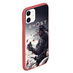 Чехол iPhone 11 матовый Ghost of Tsushima, цвет: 3D-красный — фото 2