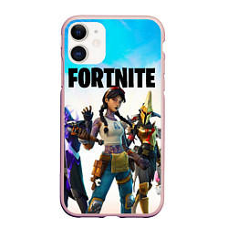 Чехол iPhone 11 матовый ФОРТНАЙТ, цвет: 3D-светло-розовый