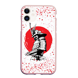 Чехол iPhone 11 матовый Самурай в каплях крови Z, цвет: 3D-светло-розовый