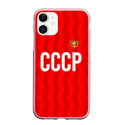 Чехол iPhone 11 матовый Форма сборной СССР, цвет: 3D-светло-розовый