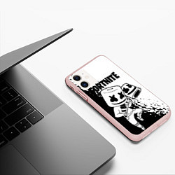 Чехол iPhone 11 матовый FORTNITE MARSHMELLO, цвет: 3D-светло-розовый — фото 2