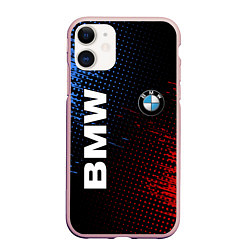 Чехол iPhone 11 матовый BMW ТЕКСТУРА, цвет: 3D-светло-розовый