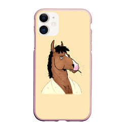 Чехол iPhone 11 матовый Конь БоДжек, цвет: 3D-светло-розовый