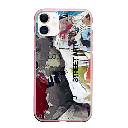 Чехол iPhone 11 матовый Street art, цвет: 3D-светло-розовый