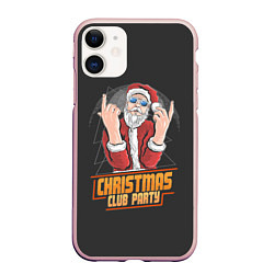 Чехол iPhone 11 матовый Christmas Club Party, цвет: 3D-светло-розовый