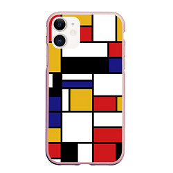 Чехол iPhone 11 матовый Color blocking, цвет: 3D-светло-розовый