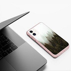 Чехол iPhone 11 матовый Деревья, цвет: 3D-светло-розовый — фото 2