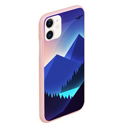 Чехол iPhone 11 матовый Неоновые горы, цвет: 3D-светло-розовый — фото 2