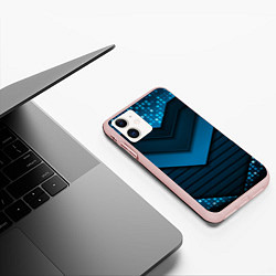 Чехол iPhone 11 матовый 3D luxury blue abstract, цвет: 3D-светло-розовый — фото 2