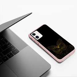 Чехол iPhone 11 матовый Золотая сова, цвет: 3D-светло-розовый — фото 2