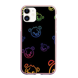 Чехол iPhone 11 матовый Colorful Bear, цвет: 3D-светло-розовый