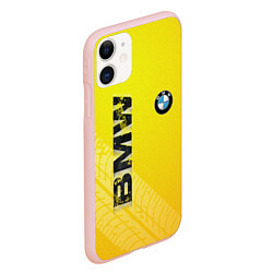 Чехол iPhone 11 матовый BMW СЛЕДЫ ШИН БМВ, цвет: 3D-светло-розовый — фото 2