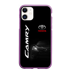 Чехол iPhone 11 матовый Черная Тойота Камри, цвет: 3D-фиолетовый