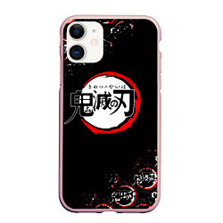 Чехол iPhone 11 матовый КЛИНОК РАССЕКАЮЩИЙ ДЕМОНОВ БРЫЗГИ КРАСОК, цвет: 3D-светло-розовый