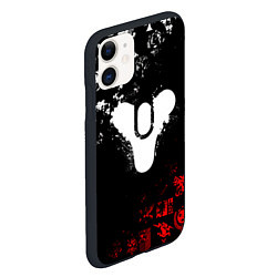 Чехол iPhone 11 матовый DESTINY 2 RED & WHITE PATTERN LOGO цвета 3D-черный — фото 2