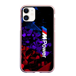 Чехол iPhone 11 матовый MPower BMW Осколки стекла, цвет: 3D-светло-розовый