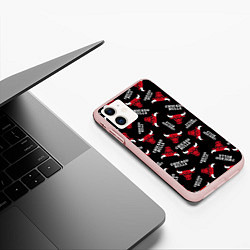 Чехол iPhone 11 матовый CHICAGO BULLS БЫКИ УЗОР, цвет: 3D-светло-розовый — фото 2