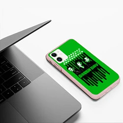 Чехол iPhone 11 матовый Green day is here, цвет: 3D-светло-розовый — фото 2