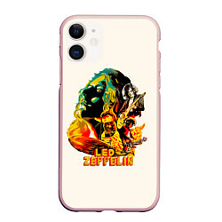 Чехол iPhone 11 матовый Группа Led Zeppelin арт, цвет: 3D-светло-розовый