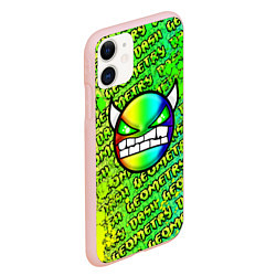 Чехол iPhone 11 матовый Geometry Dash: Acid Green, цвет: 3D-светло-розовый — фото 2