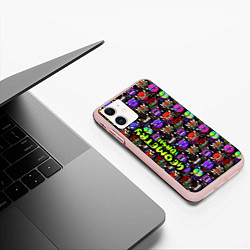 Чехол iPhone 11 матовый Geometry Dash: Heroes, цвет: 3D-светло-розовый — фото 2
