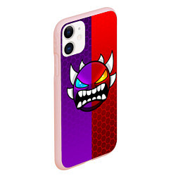 Чехол iPhone 11 матовый Geometry Dash: Violet x Red, цвет: 3D-светло-розовый — фото 2