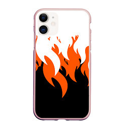 Чехол iPhone 11 матовый Оранжевый Огонь, цвет: 3D-светло-розовый