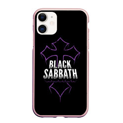 Чехол iPhone 11 матовый Black Sabbat Cross, цвет: 3D-светло-розовый