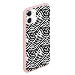 Чехол iPhone 11 матовый Чёрно-Белые полоски Зебры, цвет: 3D-светло-розовый — фото 2