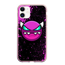 Чехол iPhone 11 матовый Геометри Дэш Geometry Dash demon, цвет: 3D-светло-розовый