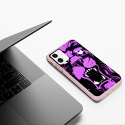 Чехол iPhone 11 матовый Neon pink lion, цвет: 3D-светло-розовый — фото 2