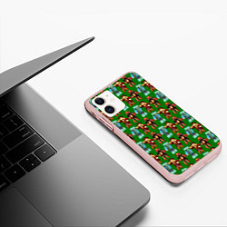 Чехол iPhone 11 матовый Minecraft heros pattern, цвет: 3D-светло-розовый — фото 2