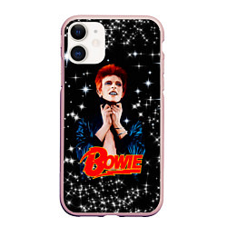 Чехол iPhone 11 матовый Theres a Starman waiting in the sky, цвет: 3D-светло-розовый