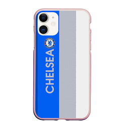 Чехол iPhone 11 матовый Chelsea football club, цвет: 3D-светло-розовый