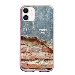 Чехол iPhone 11 матовый Street art Wall, цвет: 3D-светло-розовый