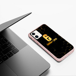 Чехол iPhone 11 матовый Rainbow six siege соты, цвет: 3D-светло-розовый — фото 2
