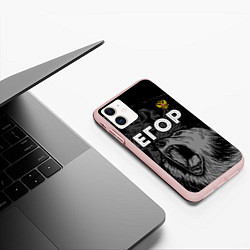 Чехол iPhone 11 матовый Егор Россия Медведь, цвет: 3D-светло-розовый — фото 2