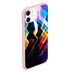 Чехол iPhone 11 матовый Неоновая молния Абстракция Neon Lightning Abstract, цвет: 3D-светло-розовый — фото 2